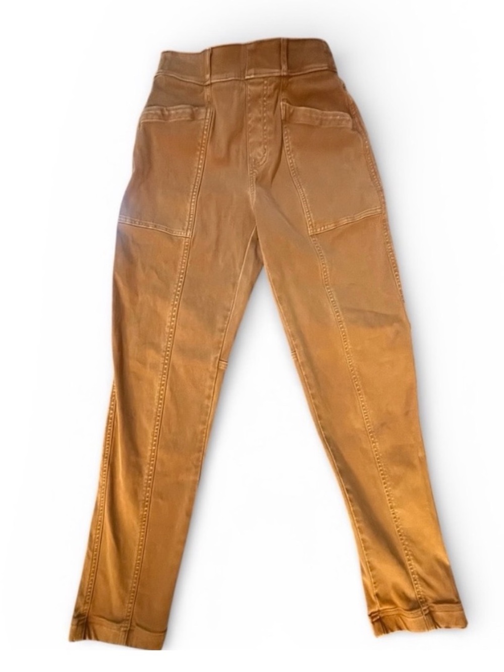 Spanx XS Khaki Stretch High Rise Seam Detail Pants Slim Straight - Picture 2 of 3
